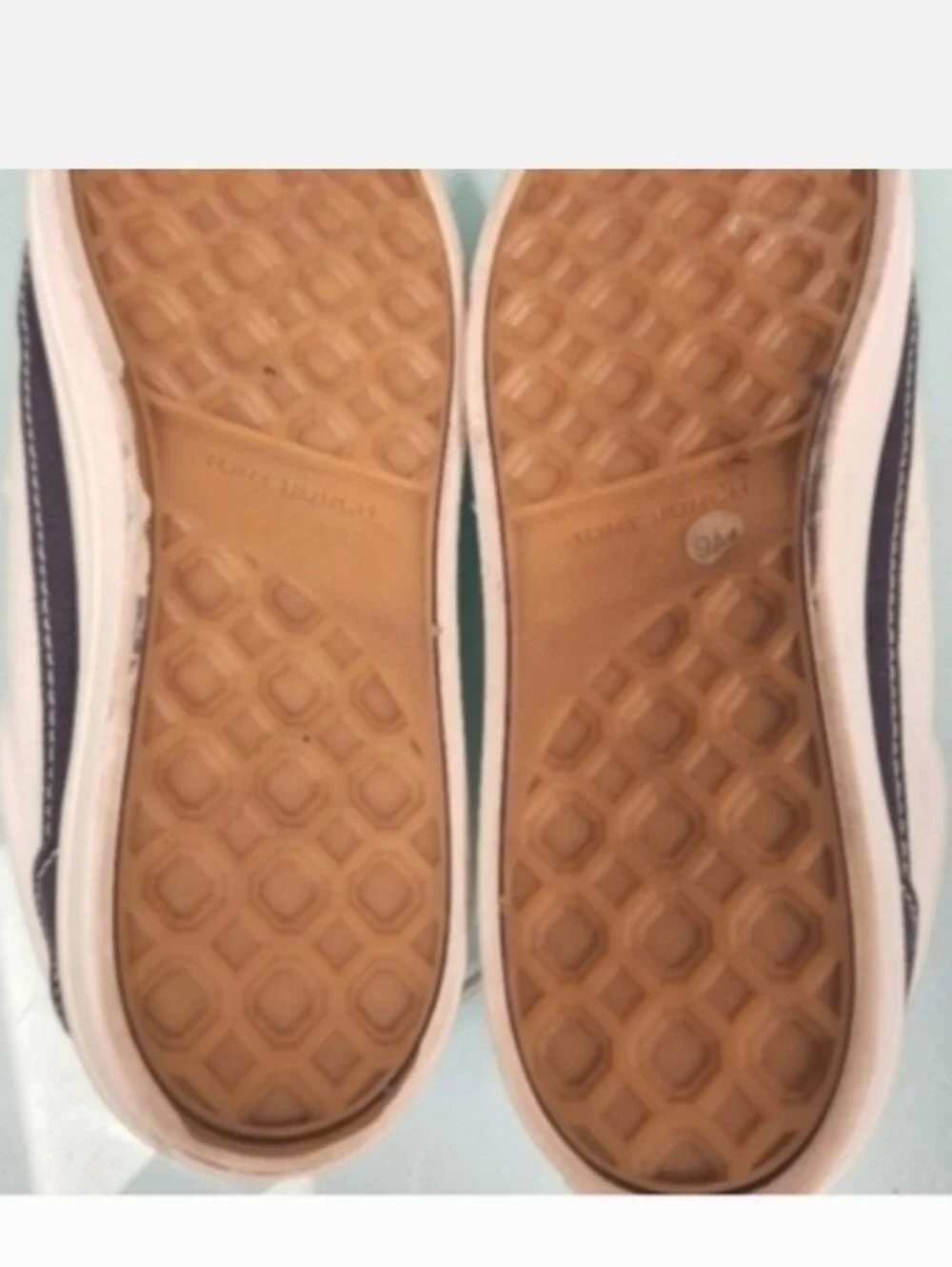 Tory Burch White and Navy Canvas Low-Top Sneakers